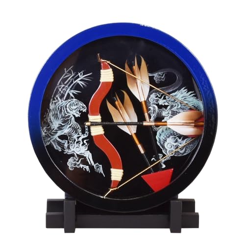 破魔弓 壁掛け コンパクト ミニ 丸型 円形 おしゃれ 青 かべかけ 龍 虎 ブルー アクリル 破魔矢 初正月飾り 5号 2025 陣屋