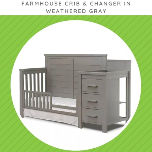 Image of Toddler Bed Safety Guard Rail for Sorelle Convertible Cribs - Solid Wood Rail for Convertible Crib to Toddler Bed Conversion - Safety Bed Rail for Children (Model #148, Weathered Gray)