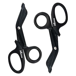 MEDVICE 2 Pack Medical Scissors, EMT and Trauma Shears – 7.5 inch, Blunt Tip, Fluoride Coated, Non-Stick Blades, Autoclavable to 290 F/143 C, Rust Free (Black)