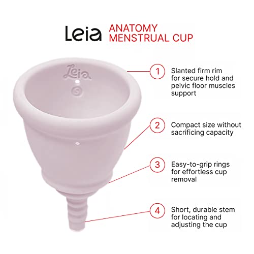 Image of Leia Premium Soft Menstrual Cup with Metal Carrying Case | OB /GYN Designed | Low Cervix | Firm Rim | Muscle Support | Cups for Teens | Compact (Medium)