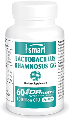 Supersmart - Lactobacillus Rhamnosus GG 10 Billion CFU per Day (LGG Probiotic with Inulin) - Digestive & Immune Support - Vaginal Flora Health | Non-GMO & Gluten Free - 60 DR Capsules