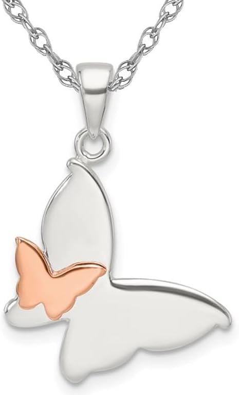 Sterling Silver Butterfly Charm Pendant Necklace with Chain
