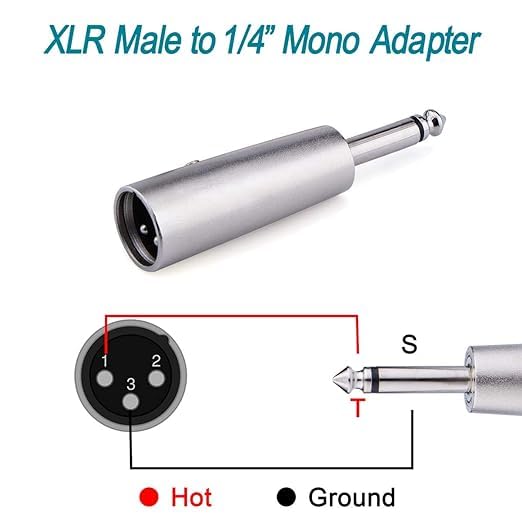 Image of XLR to 1 /4 Inch Male Stereo Adapter [ 1 Piece ]- 6.35mm TS to XRL Male Gender Changer Connector