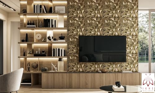 Eurodeco Lot de 20 panneaux muraux en plastique PVC, 5 m², aspect 3D, 50 x 50 cm, pour salle de jeu, plafond, or champagne D101 – vue 3