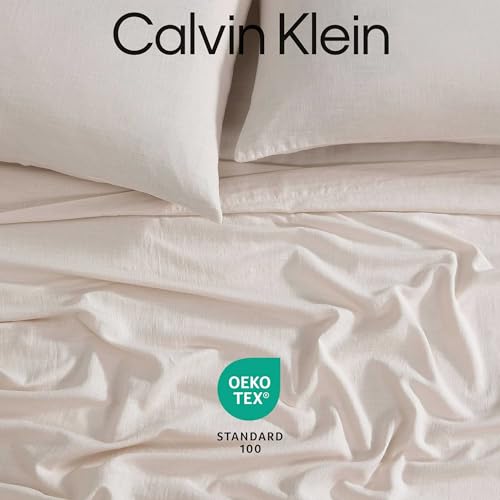 Calvin Klein - King Solid Sheet Set, 100% Cotton with Pre-Washed Softness, Cooling & Breathable, Includes Flat Sheet, Deep Pocket Fitted Sheet & Pillowcases, Soho Pink by Calvin Klein - Used condition - Image 8