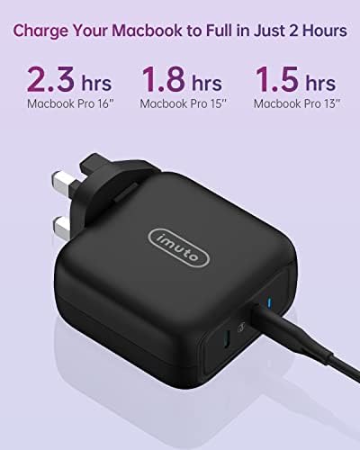 MacBook Pro Charger, imuto 90W USB C Charger GaN Type C Fast Wall Power Adapter for MacBook Pro 13 14 15 16 inch, MacBook Air 2018 2019 2020 13 inch, New iPad Pro 12.9/11 inch, with USB C to C Cable