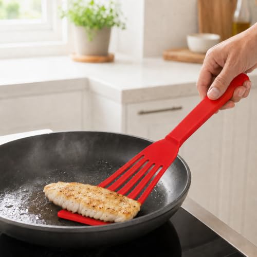 Image of Maine Man Silicone Fish Spatula, Non-Stick Angled Turner, For Delicate Foods, Draining Liquids, And Everyday Cooking