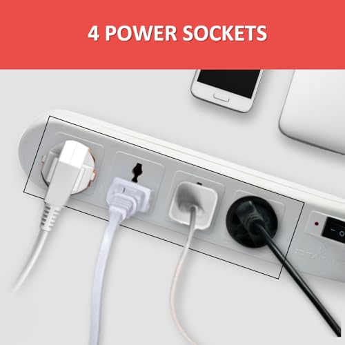 Image of SP40 - 4-Socket Power Strip | Surge Protection, Copper Cable & Reset Switch | 1.5m ABS Body, 1-Year Warranty