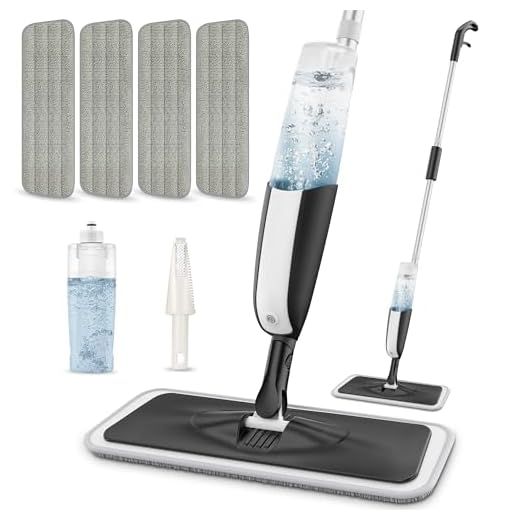 MANGOTIME Wischer mit Sprühfunktion Sprühwischer Bodenwischer Wischmopp mit Sprühfunktion Spray Mop Nasswischer Bodenwischer mit Wassertank und 4 wischpads für die Reinigung der meisten Bodenarten