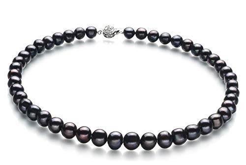 Kaitlyn Black 8-9mm A Quality Freshwater 925 Sterling Silver Cultured Pearl Set For Women2