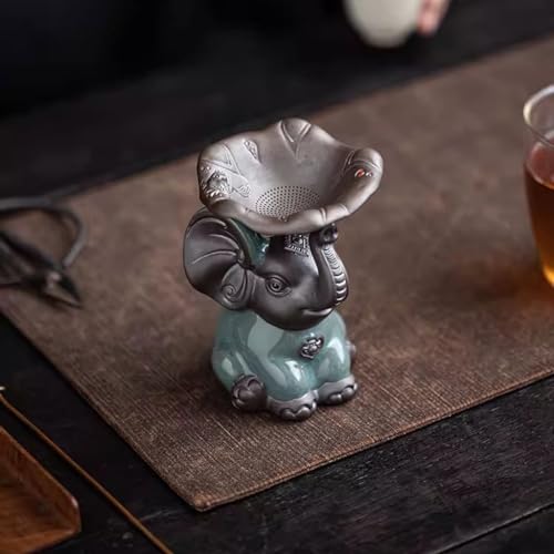 Elefante de cerámica para té: mascota de té creativa para decoración de escritorio 8