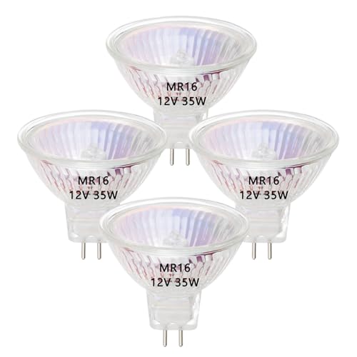 VINBE Bombillas Halógenas MR16, 35W 12V MR16 GU5.3 Bombillas Halógenas Spot Lámpara, Luz Blanca Cálida, 4 Unidades