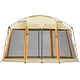 CAMPROS CP Screen House 13 x 13 Ft Screened Mesh Net Wall Canopy Tent Screen Shelter Gazebos for Patios Outdoor Camping Activities - Beige