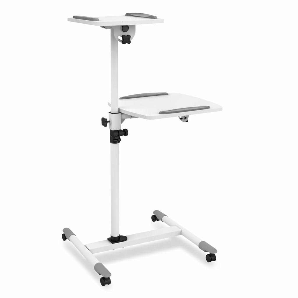 Techly 309593 Carrello Supporto per Proiettore Beamer Notebook PC Ripiani Regolabili Bianco