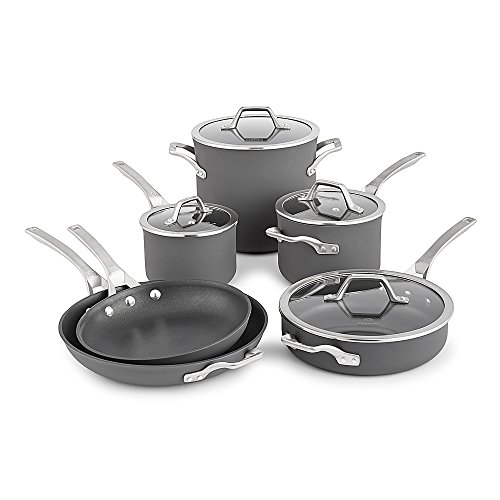 Calphalon Signature 10 Piece Set|Hard Anodized Nonstick Pots, Black & Signature 5 Quart Covered Dutch Oven |Hard Anodized Nonstick Pot, Black #TOP1
