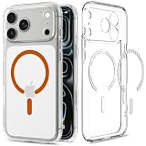 Spigen 【創業18年の技術力】 iPhone 17 Pro Max ケース MagSafe対応 クリア 透明 ストラップホール 米軍MIL規格 ウルトラ・ハイブリッド・マグフィット (クリア・オレンジ) ACS
