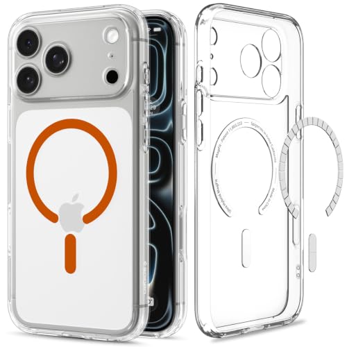 Spigen iPhone 18 Pro / 17 Pro �P�[�X MagSafe�Ή� �E���g���E�n�C�u���b�h�E�}�O�t�B�b�g�i�N���A�E�I�����W�j | �y�n��19�N�̋Z�p�́z �}�O�l�b�g����| �N���A| ����| ���ϒx��| �X�g���b�v�z�[��| �ČRMIL�K�i