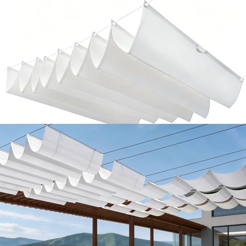 Voile d'ombrage vague rétractable blanc en toile respirante et durable PES