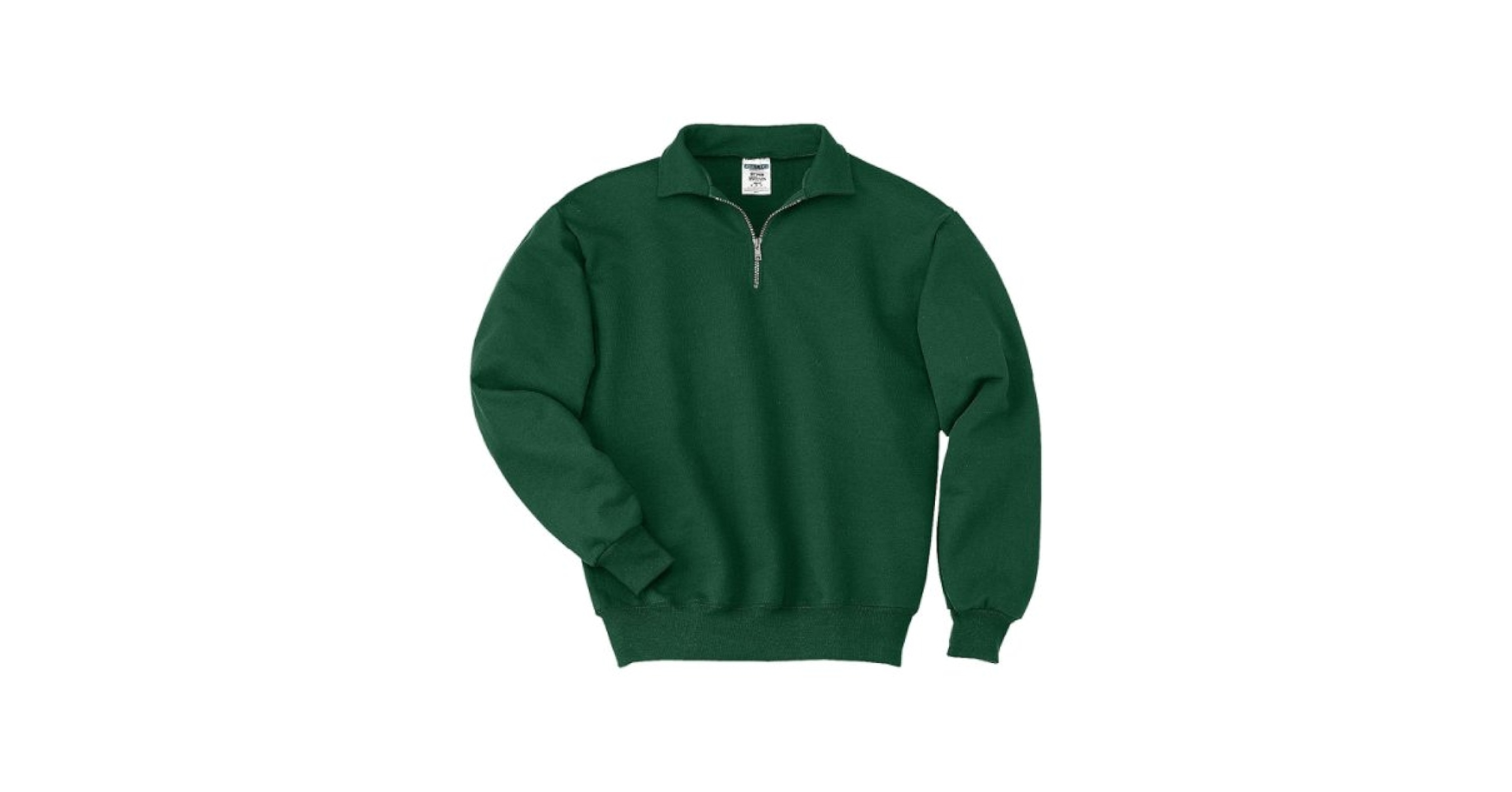 50/50 Quarter-Zip Pullover with Cadet Collar, Color: Forest