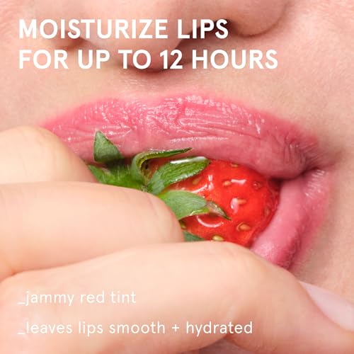 Image of Glossier Balm Dotcom Hydrating Tinted Lip Balm - Universal Salve, Up to 12 Hour Moisture for Dry Lips, Cuticles & Skin - Lanolin, Beeswax & Castor Oil - Strawberry, Jammy Pink Tint, 15ml