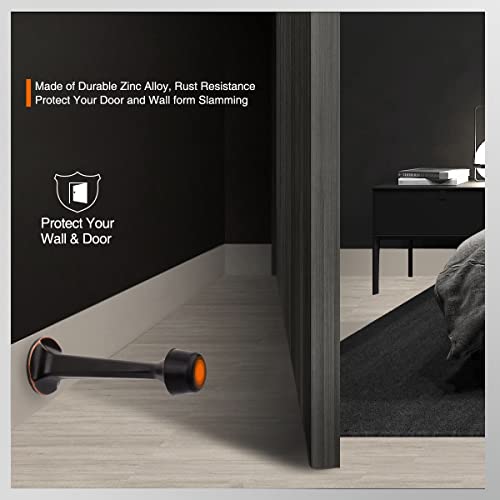 KOVOSCH 10 Pack Solid Rigid Door Stops - Heavy Duty Door Stoppers Wall Protector with Soft Rubber Tips, Oil Rubbed Bronze - Thumbnail 5