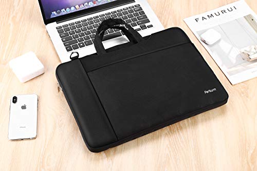 Ferkurn 14-15.6 Inch Laptop Sleeve Shoulder Case Protective Bag with Handle Compatible with MacBook Pro 16\"/14\" 15\" 15.6\" HP Asus Acer Chormebook Notebook Inspiron, Waterproof Cover with Pocket,Black