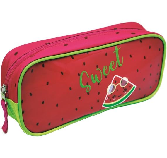 Starschool - Estojo Retangular Infantil Feminino Sweet Melancia | 1 Compartimento com Zíper | 23x10x6 cm