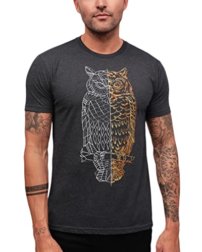 Into The Am Fractured Owl Mens Graphic Tee - Cool Novelty Design Crewneck T Shirts For Guys (Charcoal, X-Large) #TOP24