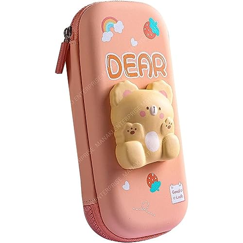 Image of Pencil Case, Cute Cartoon Pencil Pouch 3D Embossed Design Novelty Pencil for Case Gift for Students Kids (Dear Small Pouch)