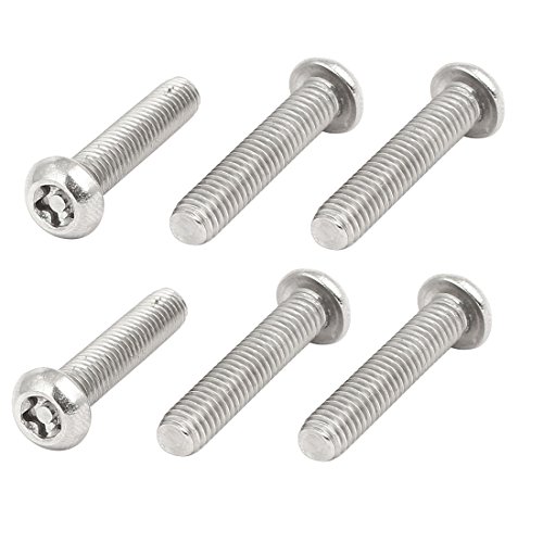 uxcell 小ネジ トルクス5-ローブタンパーネジ 304ステンレススチール シルバートーン M6 x 30mm 6個入り