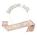 Winkwinky Geburtstag Krone Schärpe, Geburtstag Kopfschmuck Mädchen Kristall Tiara Girl Birthday Crown Prinzessin Haarzusätze Geschenke für Alles Gute zum Damen Frauen Party Dekoration(Roségold)
