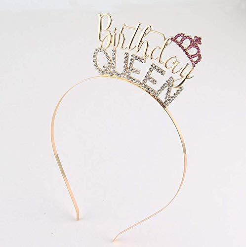 LosuyaBirthday Queen Tiara Headband Rhinestone Crown Hair Band Headpieces for Women Girls