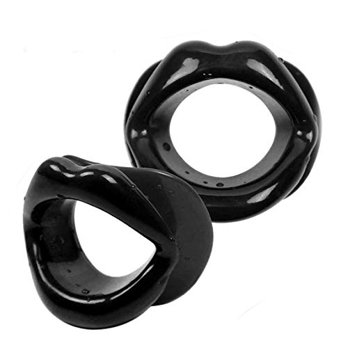 Silicone Face Slimmer, Mouth Muscle Exerciser Lips Trainer Rubber Face-lift Tightener Anti-Aging Anti-Wrinkle (2 Pack Black)