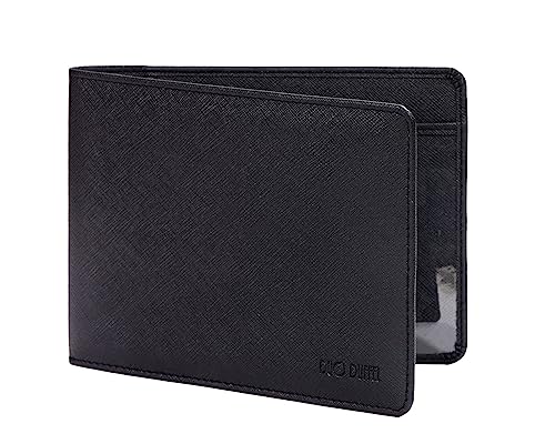 Porta badge e timer per disabili a portafoglio per permesso di parcheggio discreta con ologramma pelle sintetica nero