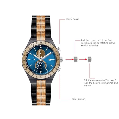 WASTIME Customized Engraved Wooden Watch, Casual Handmade Wood Watch for Men Women Husband Wife Dad Mom Son Family