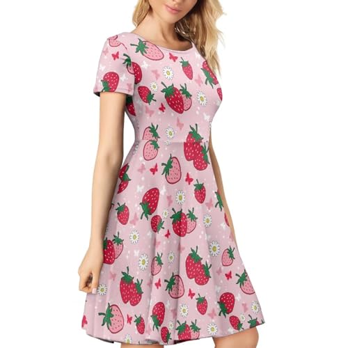 Image of Biyejit Women's Summer Casual Short Sleeve T-Shirt Swing Dress Crew Neck Plus Size S-4XL