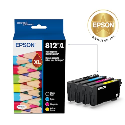 Image of Epson 812XL Genuine High Capacity 4-Pack Ink Cartridge Combo T812XL-XCS