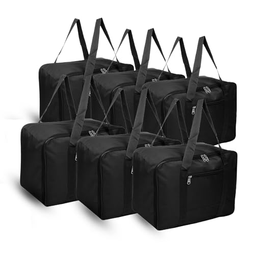 Image of Kuber Industries 6 Pcs Small Storage Bag with Handle & Zipper Closure | Rexine Underbed /Wardrobe Clothes Storage Organizer | Black