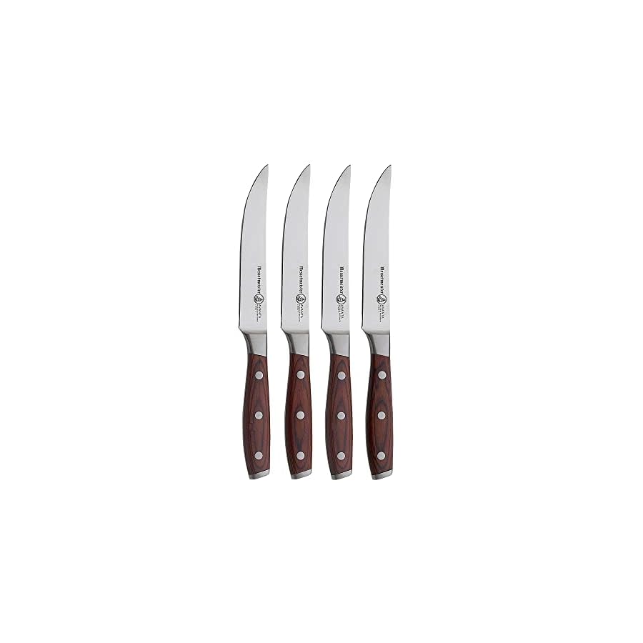 Messermeister-Avanta-5-Fine-Edge-Steak-Knife-Set-German-X50-Stainless-Steel-Rust-Resistant-Easy-to-Maintain-Includes-4-Steak-Knives Messermeister Avanta 5” Fine Edge Steak Knife Set - German X50 Stainless Steel - Rust Resistant & Easy to Maintain - Includes 4 Steak Knives