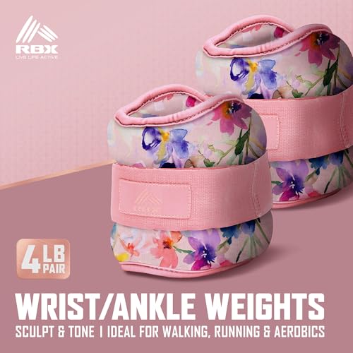 Image of RBX Wrist & Ankle Weights Set, Adjustable Comfort Fit for Training & Toning