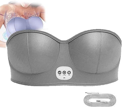 Masajeador eléctrico de busto, brasier masajeador de senos, masajeador de senos inalámbrico USB, levantamiento de busto eléctrico portátil con 3