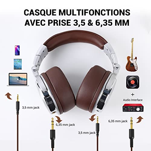 OneOdio Pro-30 Casque Audio Filaire DJ Piano Guitare Studio avec Circum-Auriculaire Coton Extra Épais et Doux, Hi-Res Audio Extra Bass, Share-Port, 2 Prise Jacks, Heaphone Musique Phone PC AMP Monitor - Image 4