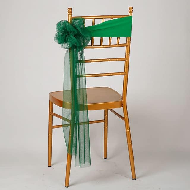 50pcs Hotel Spandex Organza Chair Slash Thin Chair Sash Decoration for Wedding Party Large Meeting Room Red and White (Green)
