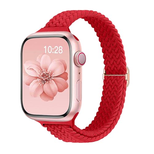 Image of Slim Braided Bands for Apple Watch Band 40mm 41mm 42mm 38mm 46mm 44mm 45mm 49mm Women,Stretchy Solo Loop Nylon Elastic Thin Narrow Skinny Strap for iWatch Ultra 3 SE 3 Series 11 10 9 8 7 6 5 4 3 2 1