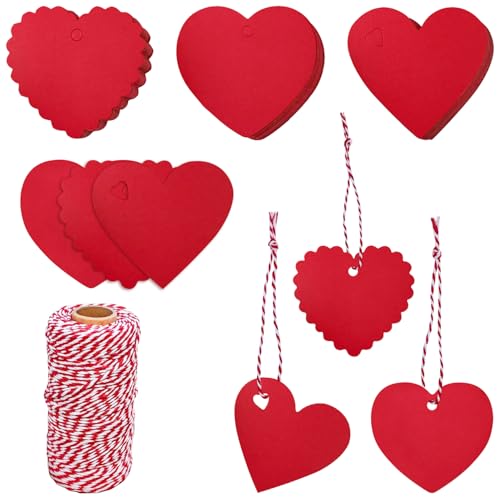 120 Pcs Red Heart Gift Tags, Valentines Day Heart...