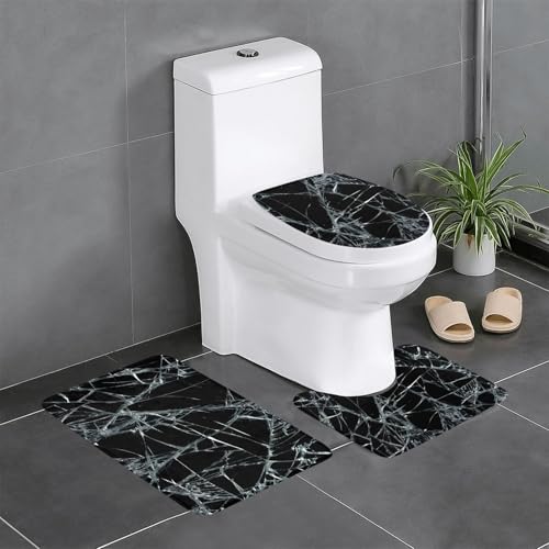 マーブル 大理石風 抽象 迷彩 トイレマット 3点セット フタカバー 浴室足ふきマット 吸水 速乾 滑り止め 抗菌 防臭 洗える ふわふわ プレゼント 40x60cm