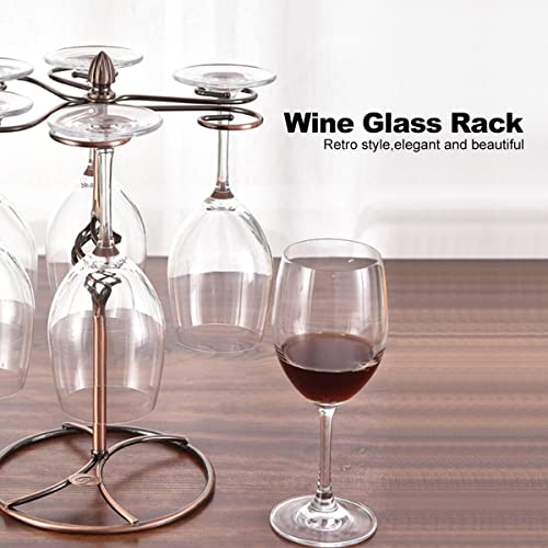 Support de Verre à Vin, Porte-verres à Vin en Acier Inoxydable avec 6 Crochets, Design Rétro Amovible, Base Ronde Lestée, pour Cuisine, Salon, Mariages, Bars, Fêtes – Image 5