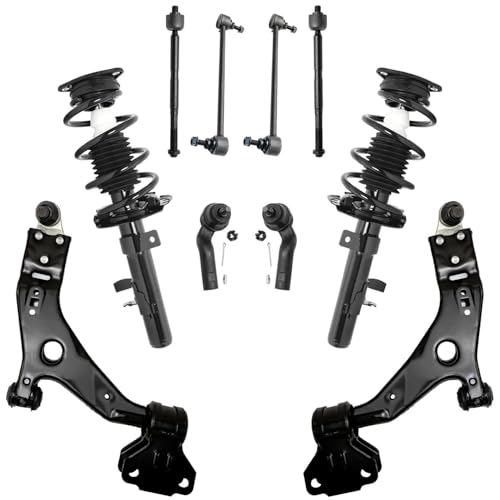 Image of Detroit Axle - 10pc Front Struts Kit for 2013 Ford Escape, 2 Lower Control Arms with Ball Joint 2 Struts and Coil Spring 2 Sway Bars 4 Inner Outer Tie Rods Replacement Suspension Kit