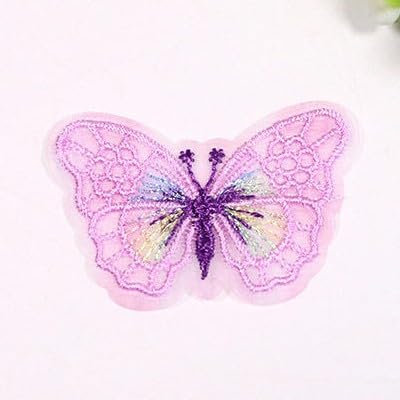Parches de Bordado Parches Bordados pequeños de 5 x 3,8 cm, 50 Unidades, for Planchar, con diseño Mariposas, for Ropa, Gran tamaño, for Coser en Vaqueros y Chaquetas(Beige)