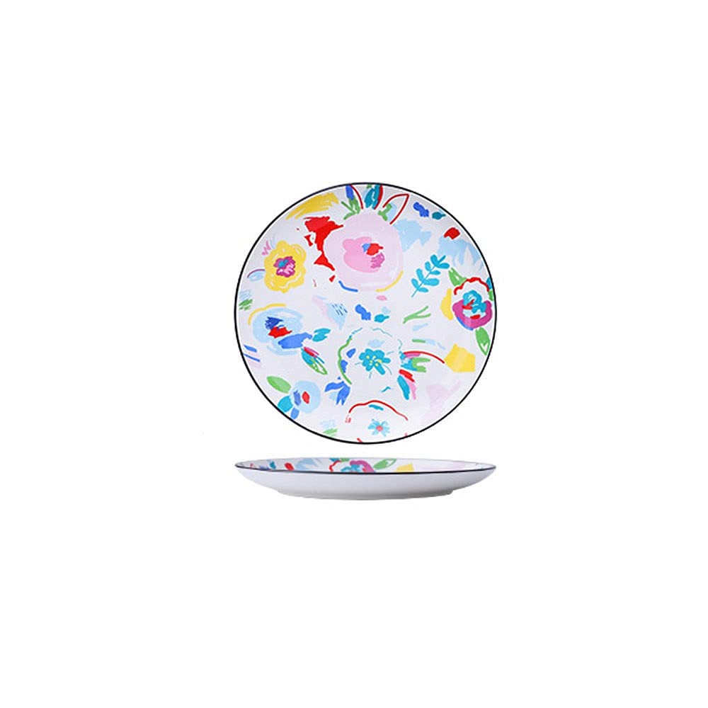 Assiettes à dîner en céramique adaptées pour la cuisine, avec couleur de rendu, surface vitrée brillante, simple à nettoyer, porcelaine renforcée. Couleur : vert
